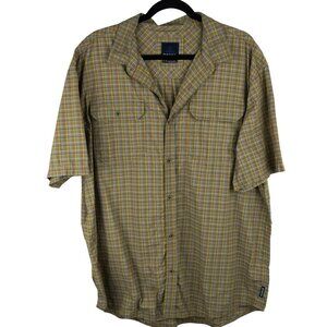 Prana Mens Cayman Plaid Pocket Nylon Short‎ Sleeve Shirt Size 2XL XXL